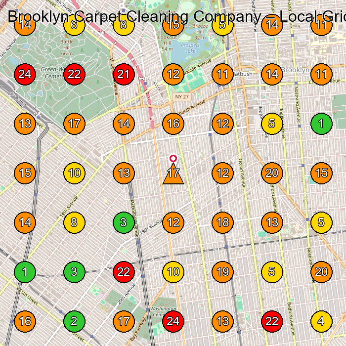 Brooklyn Carpet Cleaning Company Carpet Cleaning Service GeoGrid ranking map for Brooklyn NY